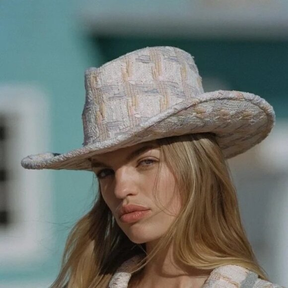 Free people Lack of Color Pastel Tweed Cowboy Hat Size M Medium NEW - Picture 1 of 10